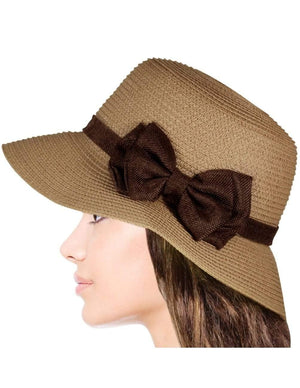 Casual Style Bow Dome Foldable Straw Bucket Sun Hat