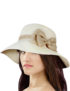 Casual Style Bow Dome Foldable Straw Bucket Sun Hat