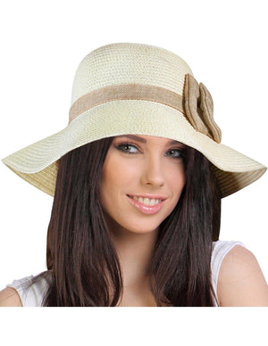 Casual Style Bow Dome Foldable Straw Bucket Sun Hat