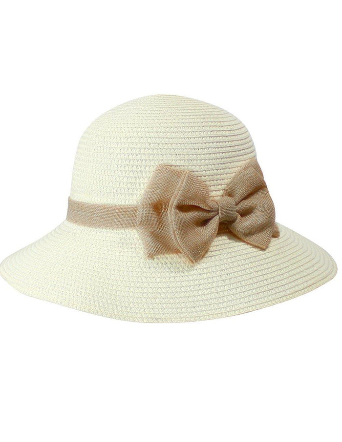 Casual Style Bow Dome Foldable Straw Bucket Sun Hat