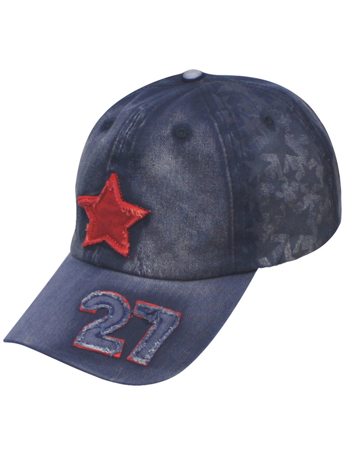 Star Panel Five-Pointed Star Crown Number 27 Cotton Baseball Cap