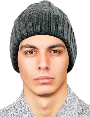 Men's Cable Knit/Slouchy Style/Dual-Layer Beanie, Soft & Warm Hat