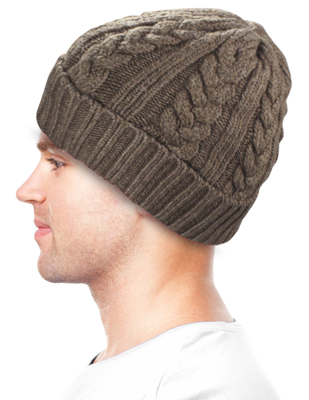 Lilax Chunky Cable Knit Slouchy Beanie Hat - Soft Winter Hat For Men & Women - View #3