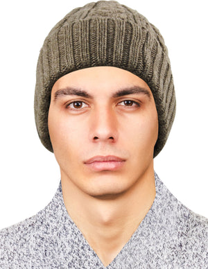 Men's Cable Knit/Slouchy Style/Dual-Layer Beanie, Soft & Warm Hat