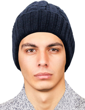 Men's Cable Knit/Slouchy Style/Dual-Layer Beanie, Soft & Warm Hat