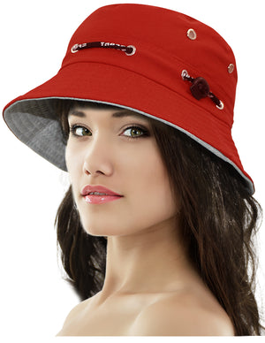 Solid Color Sun Bucket Hat with Adjustable Cord