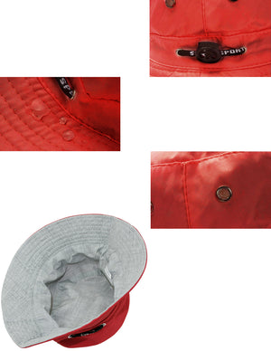 Solid Color Sun Bucket Hat with Adjustable Cord