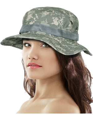 Military Camouflage Boonie Bucket Summer Sun Hat - Gray