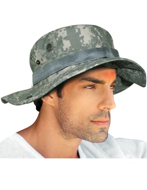 Military Camouflage Boonie Bucket Summer Sun Hat - Gray