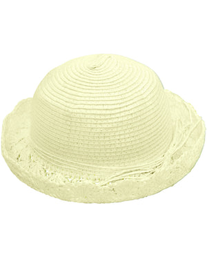 Crochet Brim String Bow Straw Summer Sun Hat