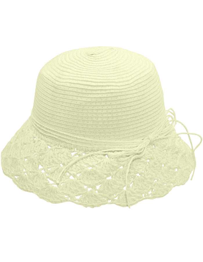 Crochet Brim String Bow Straw Summer Sun Hat