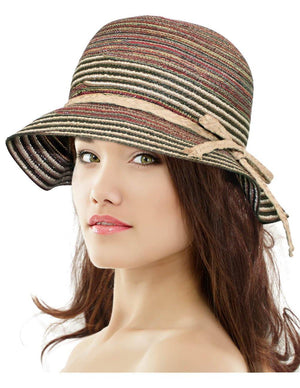 Colorful Striped Braid Bow Bucket Summer Sun Hat
