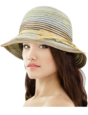 Colorful Striped Braid Bow Bucket Summer Sun Hat