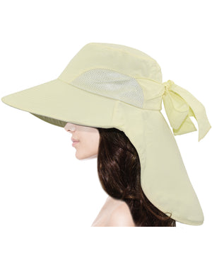 Solid Color Wide Brim Adjustable Flap Summer Sun Hat