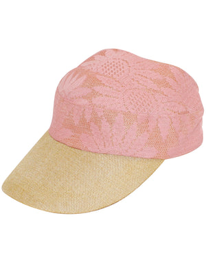 Fancy Lace Covered Visor Sun Hat with Ribbon Tie