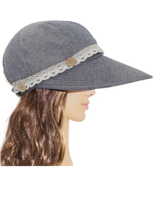 Two in One Lace Edge Wide Brim Visor Summer Sun Cap