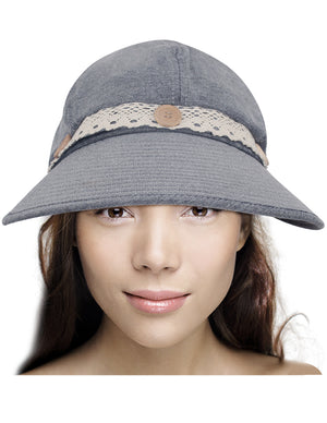 Two in One Lace Edge Wide Brim Visor Summer Sun Cap