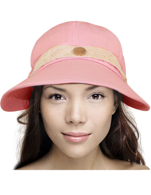 Two in One Lace Edge Wide Brim Visor Summer Sun Cap