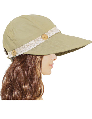 Two in One Lace Edge Wide Brim Visor Summer Sun Cap