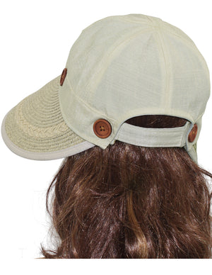 Two in One Wide Straw Brim Visor Summer Sun Cap