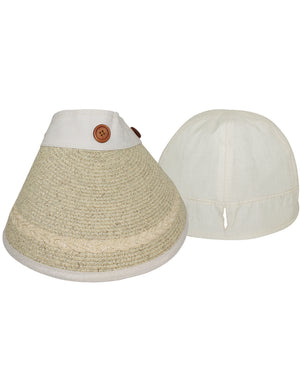 Two in One Wide Straw Brim Visor Summer Sun Cap