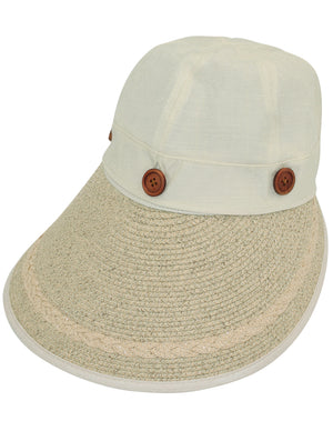 Two in One Wide Straw Brim Visor Summer Sun Cap