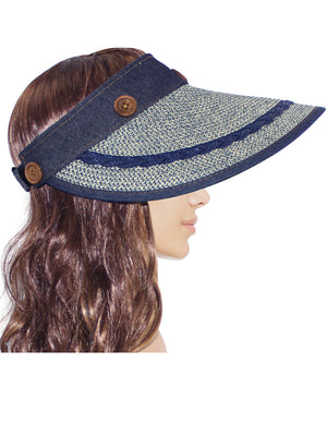 Two in One Wide Straw Brim Visor Summer Sun Cap