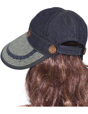 Two in One Wide Straw Brim Visor Summer Sun Cap