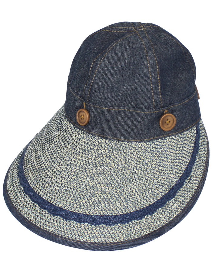 Two in One Wide Straw Brim Visor Summer Sun Cap