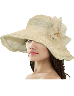 Swirl Chiffon Flower Summer Sun Hat