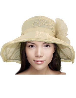 Swirl Chiffon Flower Summer Sun Hat