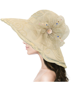 Swirl Chiffon Flower Summer Sun Hat