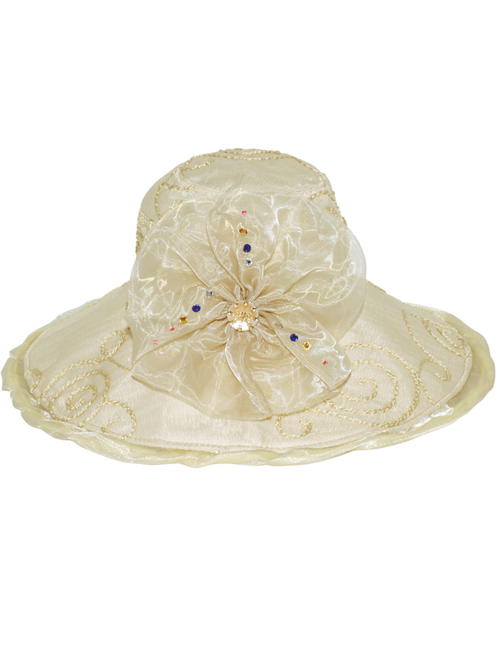 Swirl Chiffon Flower Summer Sun Hat