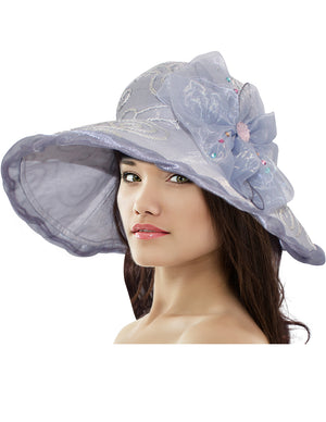 Swirl Chiffon Flower Summer Sun Hat