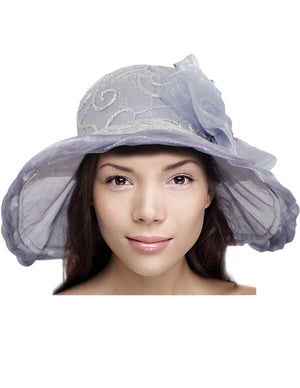 Swirl Chiffon Flower Summer Sun Hat