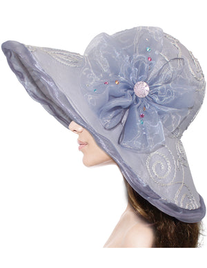 Swirl Chiffon Flower Summer Sun Hat