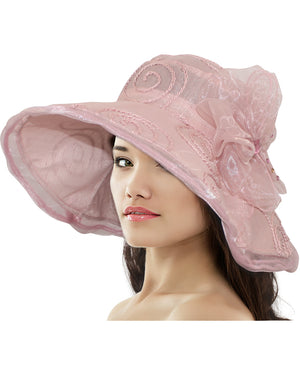 Swirl Chiffon Flower Summer Sun Hat