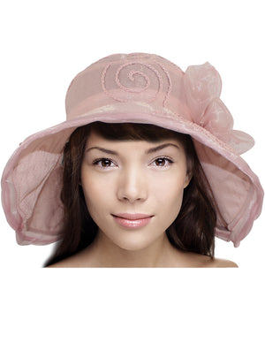 Swirl Chiffon Flower Summer Sun Hat