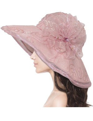 Swirl Chiffon Flower Summer Sun Hat