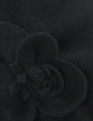Reversible Wool Beret Hat - Flower Accented
