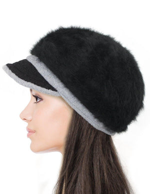 Angora Dual Layer Bucket Newsboy Cap Hat - Flower - Dahlia