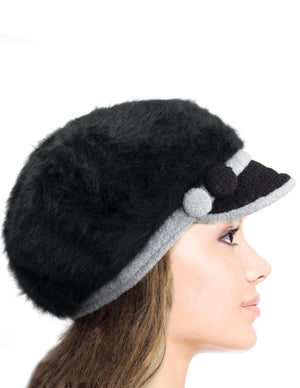 Angora Dual Layer Bucket Newsboy Cap Hat - Flower - Dahlia
