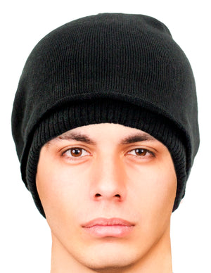 Men's Knit Beanie, Soft & Warm Hat, Reversible, Dual Colors