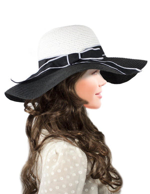 Classic Ribbon Bow Floppy Straw Summer Sun Hat