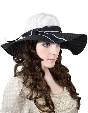 Classic Ribbon Bow Floppy Straw Summer Sun Hat