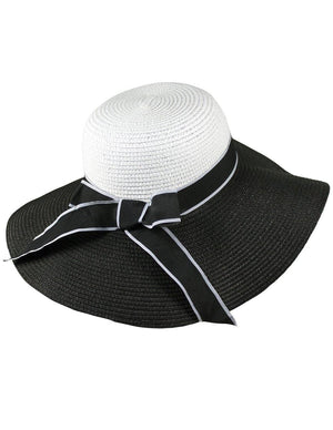 Classic Ribbon Bow Floppy Straw Summer Sun Hat
