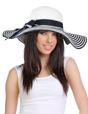 Classic Ribbon Bow Floppy Straw Summer Sun Hat