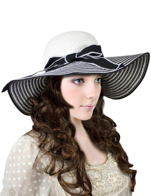 Classic Ribbon Bow Floppy Straw Summer Sun Hat