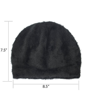Angora Beanie Hat - Super Soft & Warm Velour Lining - Dahlia