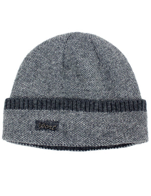 Men's Wool Blend Knit Beanie Hat, Velour Fleece Lined, Gray